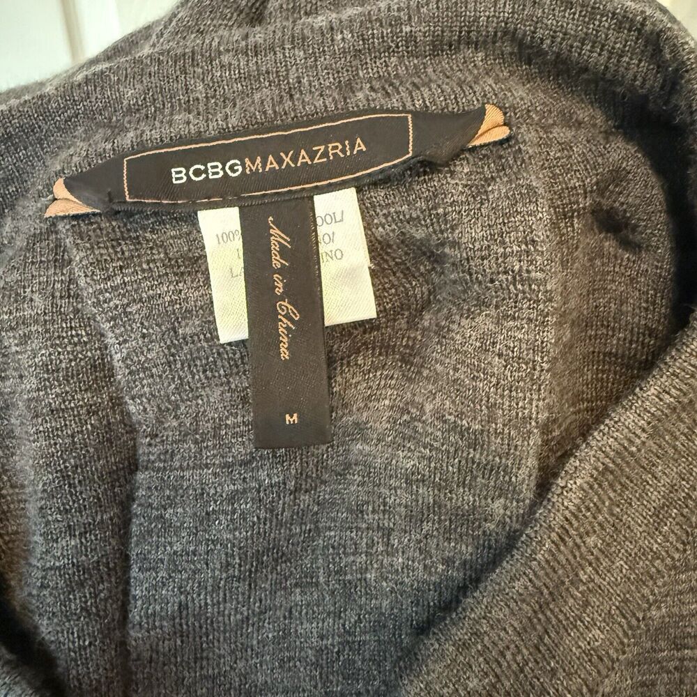 BCBGMAXAZRIA Sweater Jacket Women MED 100% Merino Wool Cardigan Knee Length Work - Picture 9 of 13